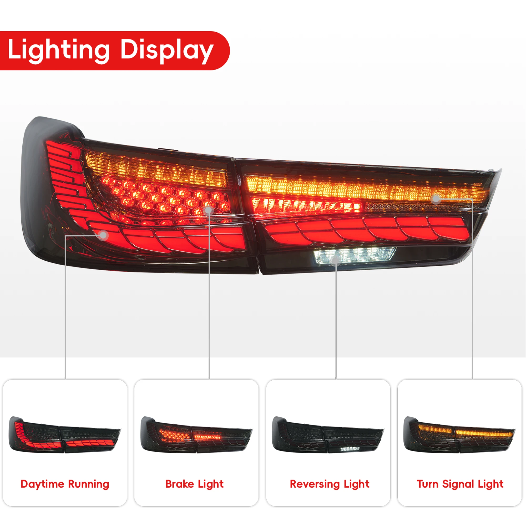 Lights for 3 Series G20 2019 2020 Taillight G28 LED Rear Lamps Dragon Scales Tail Light Daytime Running Lights Left and Right