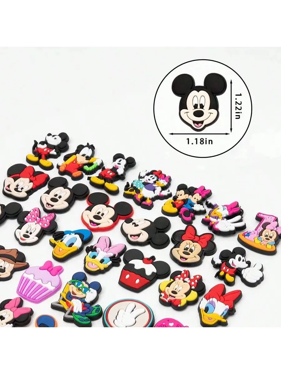 MINISO 10pcs Mickey Random Shoe Decorations Accessories Charms For Clogs Bogg Bag Bubble Slides Sandals