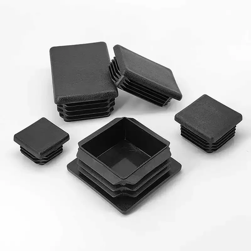 4-30 pièces Embouts carrés perforés en plastique PE noir épaissi pour insertion dans les tubes de pieds de meubles 10X25-100X100 Accessoires de meubles
