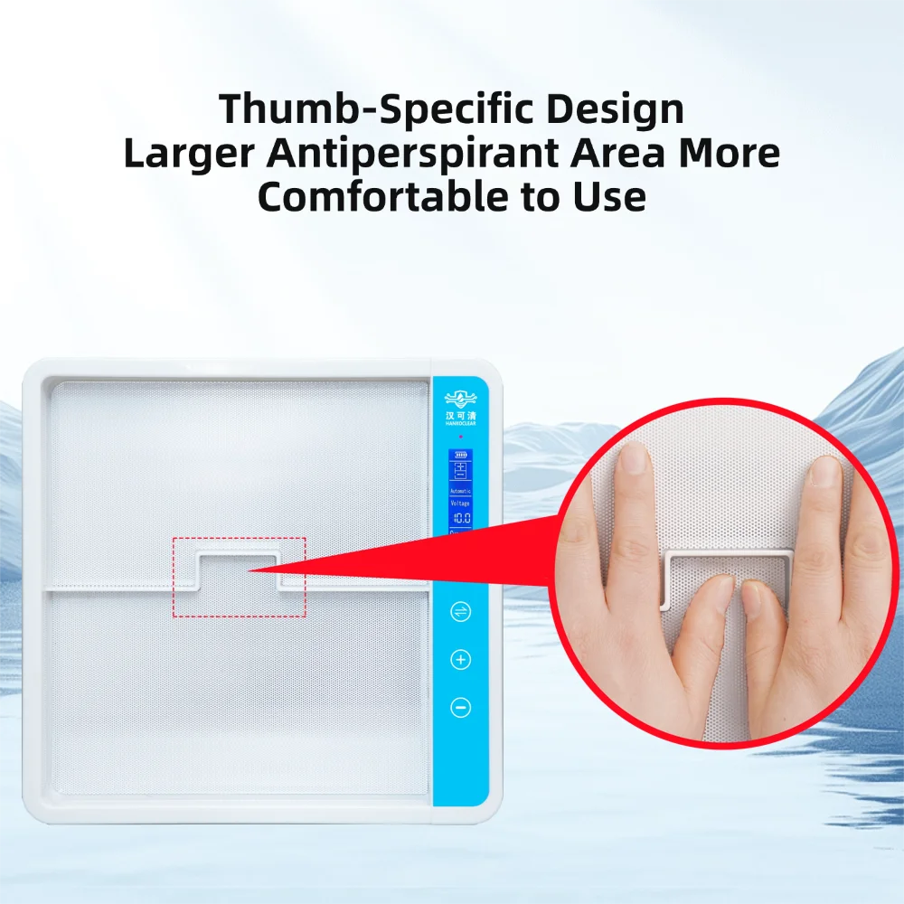 Iontophoresis Hands & Feet Antiperspirant Device - Full Aluminum Sheet Coverage, Thumb-Specific Design, Large Size
