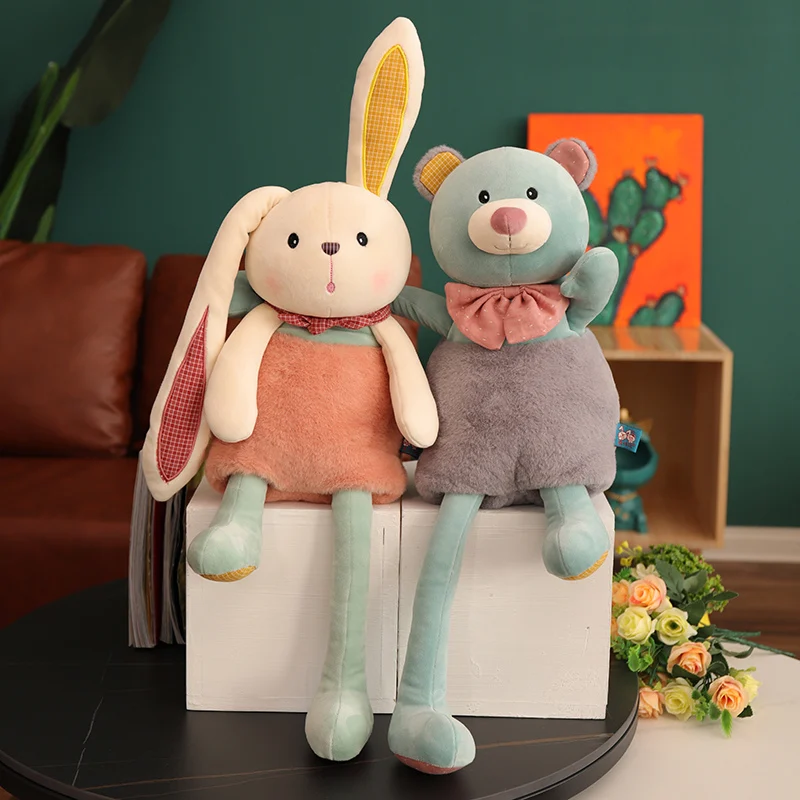 65-70cm Vintage długie ręcznie niedźwiedź Bunny pluszowe zabawki miękkie lalki wypchane zwierzęta Cartoon pluszowe zabawki Kawaii dla dziewczyny dzieci prezenty