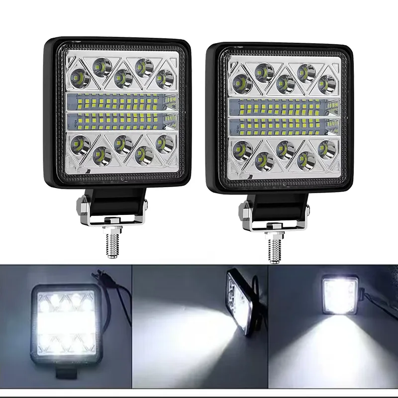

102w LED Work Lights for Truck, 4Inch Off-Road Spot Flood Square Lights for Trucks Off-Road Vehicle ATV SUV UTV 4WD Boat Tractor