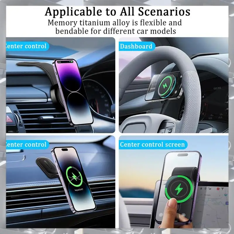 Hot Selling-Magnetic Car Wireless Charger Fast Charging Car Phone Holder Center Control Screen For Iphone 15 14 13 12 Pro Max Mi