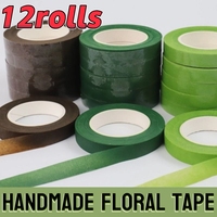 1-12rolls Expandable Bouquet Floral Stem Tape 20m DIY Coloured Packaging Adhesive Tape Handmade Floriculture Tool For Wedding
