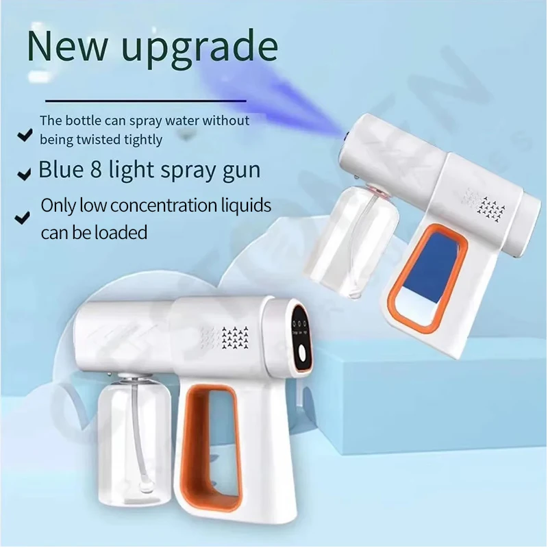 NEW Upgrade Barber Nano Blue Light Sprayer Wireless USB Electric Sanitizer Steam Spray Disinfection Gun Household Atomizer Tools