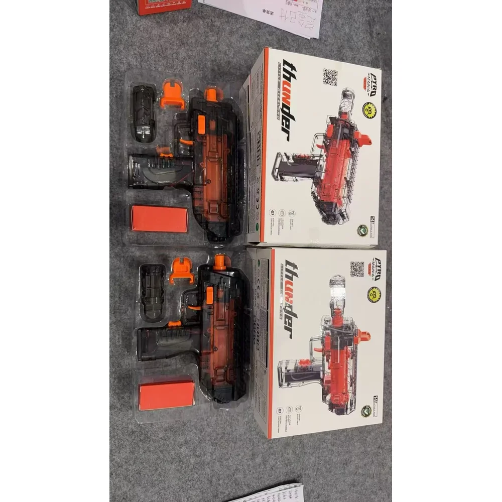 Trueno transparente naranja negro petardo mecánico pistola de juguete estilo Delta pistola de juguete de bala suave forma mecánica altamente restaurada