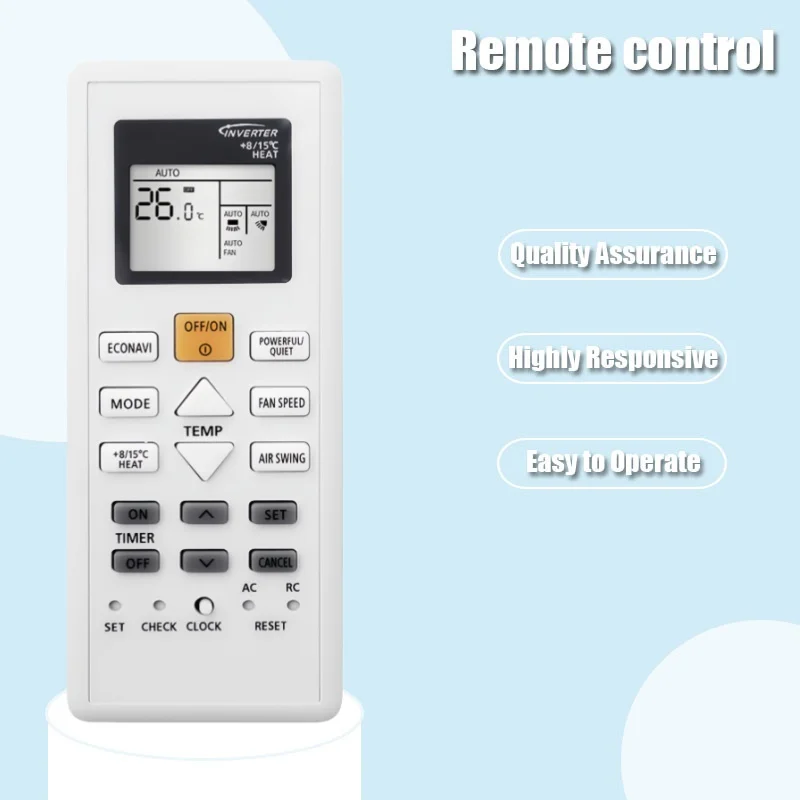 

Suitable for Panasonic air conditioner remote controls: 01920, 10600, 17970, 18090