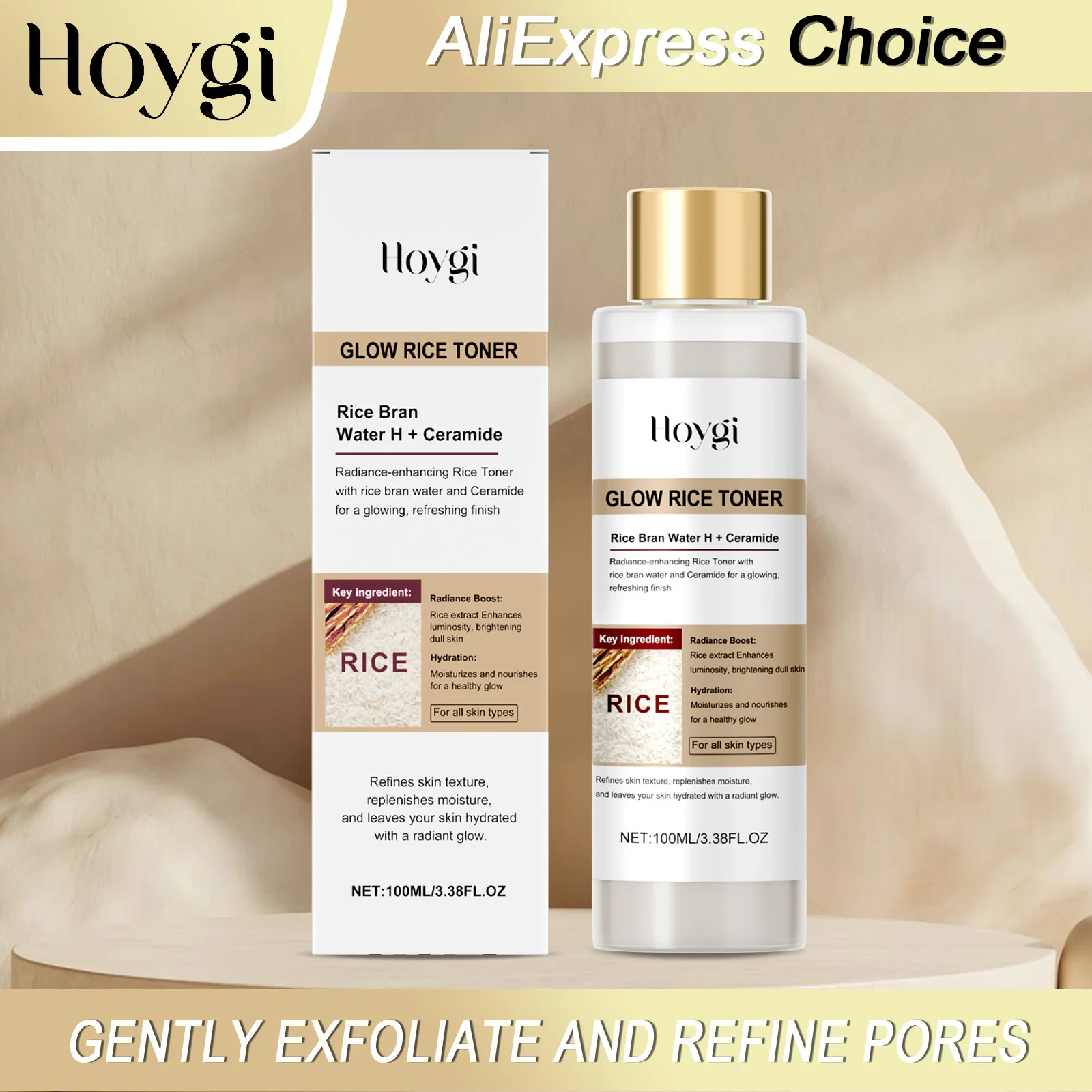 

HOYGI Glow Рисовый тоник Нежный отшелушивающий Увлажняющий Стойкий Увлажняющий кожу Водно-масляный баланс Усовершенствование пор Разглаживающий уход за кожей