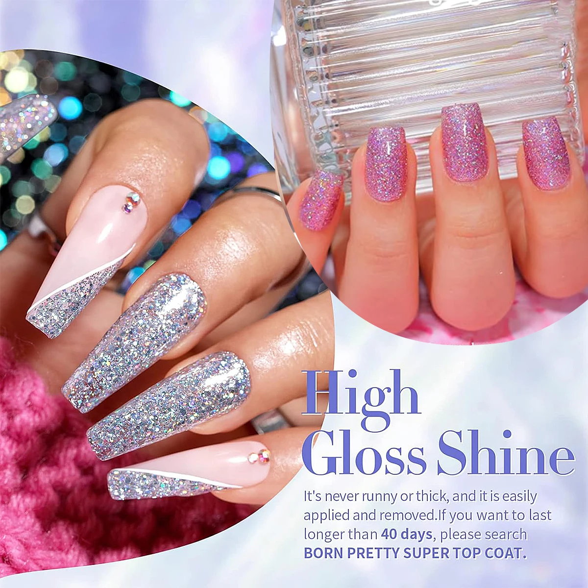 VOKY 3PCS Color Gel Laser Effect Bright UV LED Lakier do paznokci do klejenia paznokci, idealny do oszałamiającej pielęgnacji paznokci na wiosnę i lato