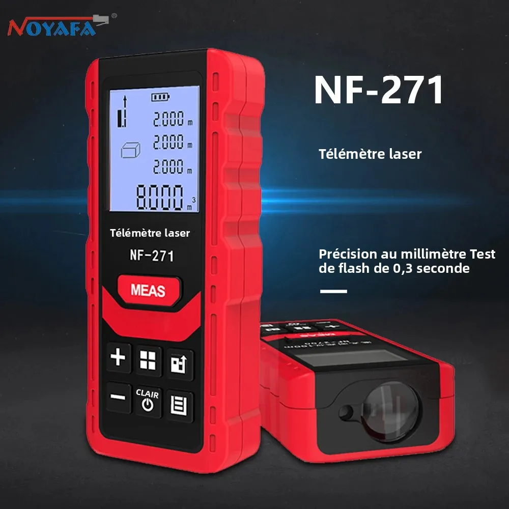 Télémètre laser numérique Noyafa NF-271, outil de mesure 40M 80M, ruban à mesurer pour l'amélioration de la maison