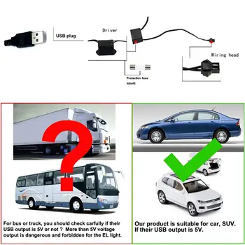 5米汽車內裝LED燈條霓虹EL線材裝飾燈汽車DIY柔性氣氛燈USB派對氣氛二極體 6 最佳銷售 汽車裝潢 - №3