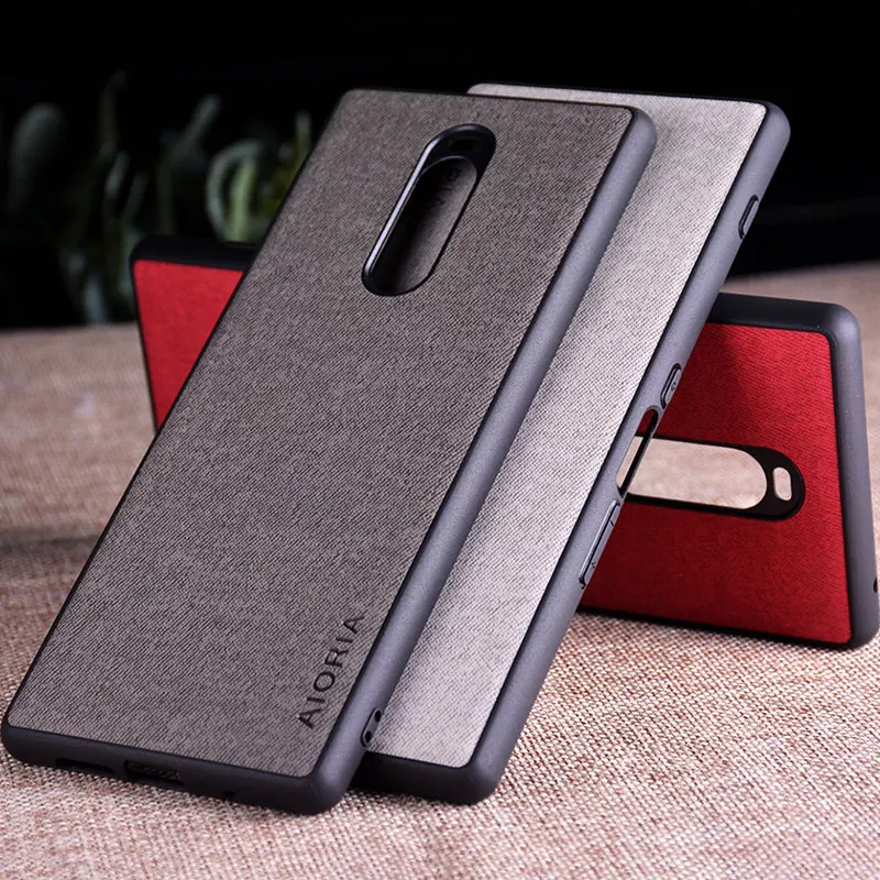 

Case for Sony Xperia 1 coque Luxury textile Leather skin soft TPU hard PC phone cover for sony Xperia 1 case funda capa