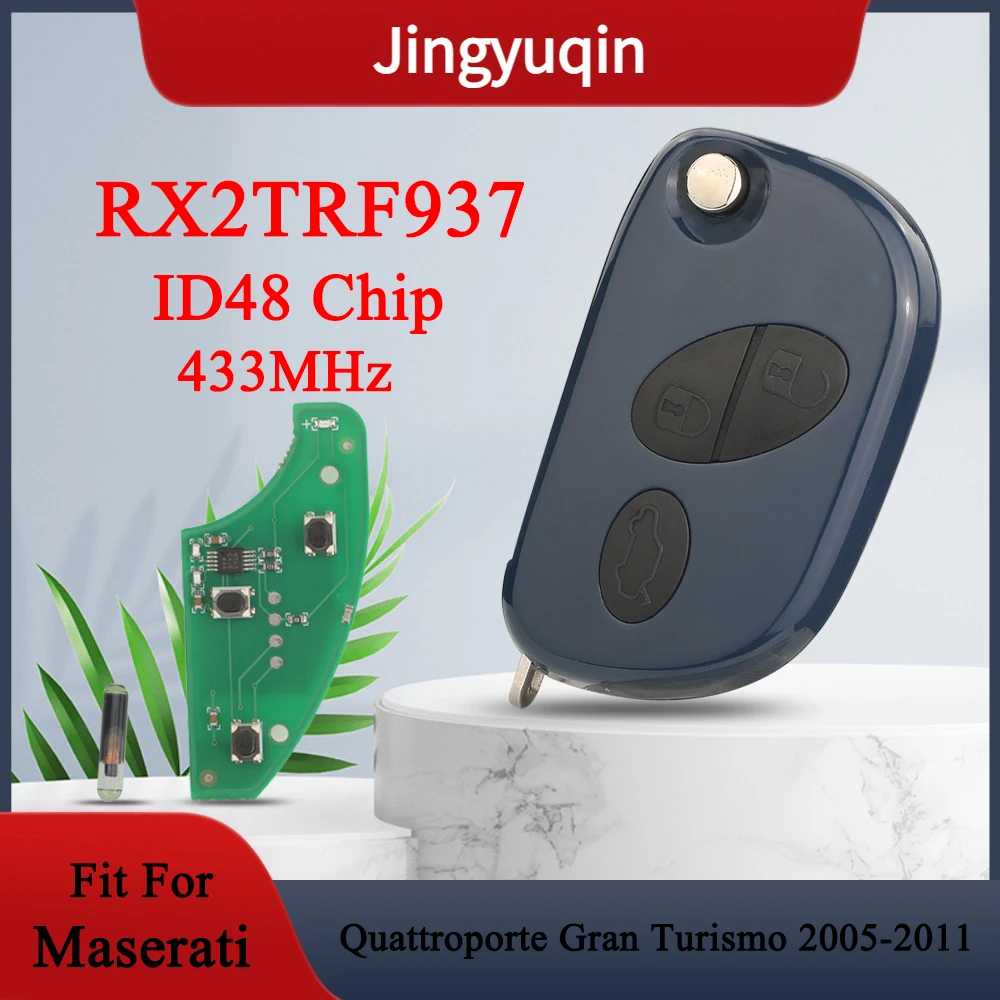 

jingyuqin RX2TRF937 433MHz ID48 Chip Car Remote Key Fob For Maserati Quattroporte Gran Turismo 2005-2011 Flip Control Key Fob