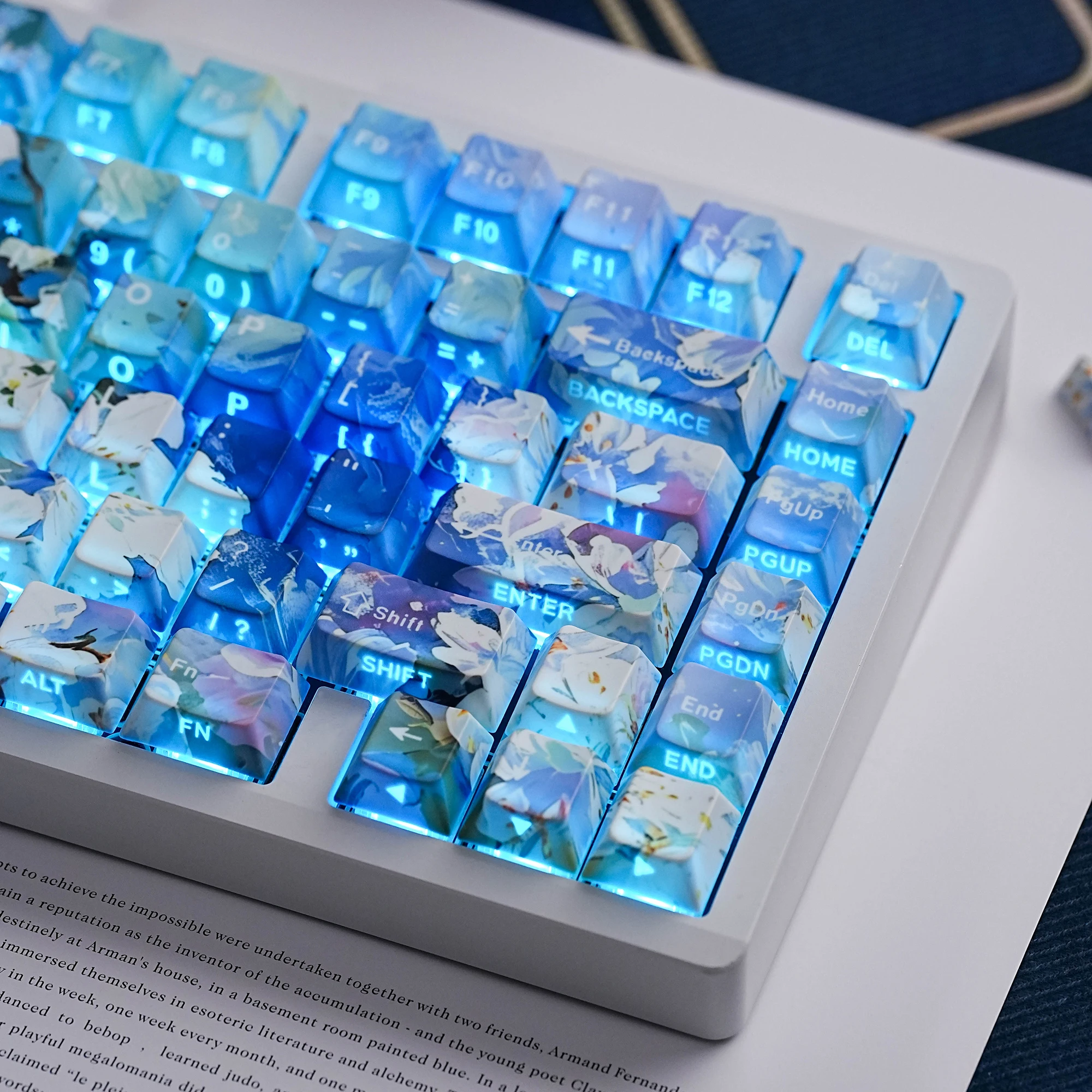 Blossomtime Keycaps Dye-Sub PBT Cherry Profile For Mechanical Keyboard Side Light Spanish Arabic French German Russian 75 Rainy