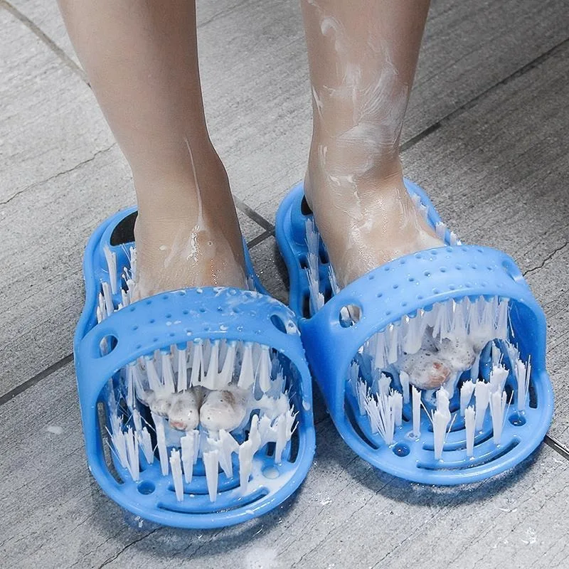 1/2/4PCS Slippers Unisex Spa Shower Foot Scrubber and Massager  Exfoliate and Massage with Ease Slippers Lazy Foot Washing Brush