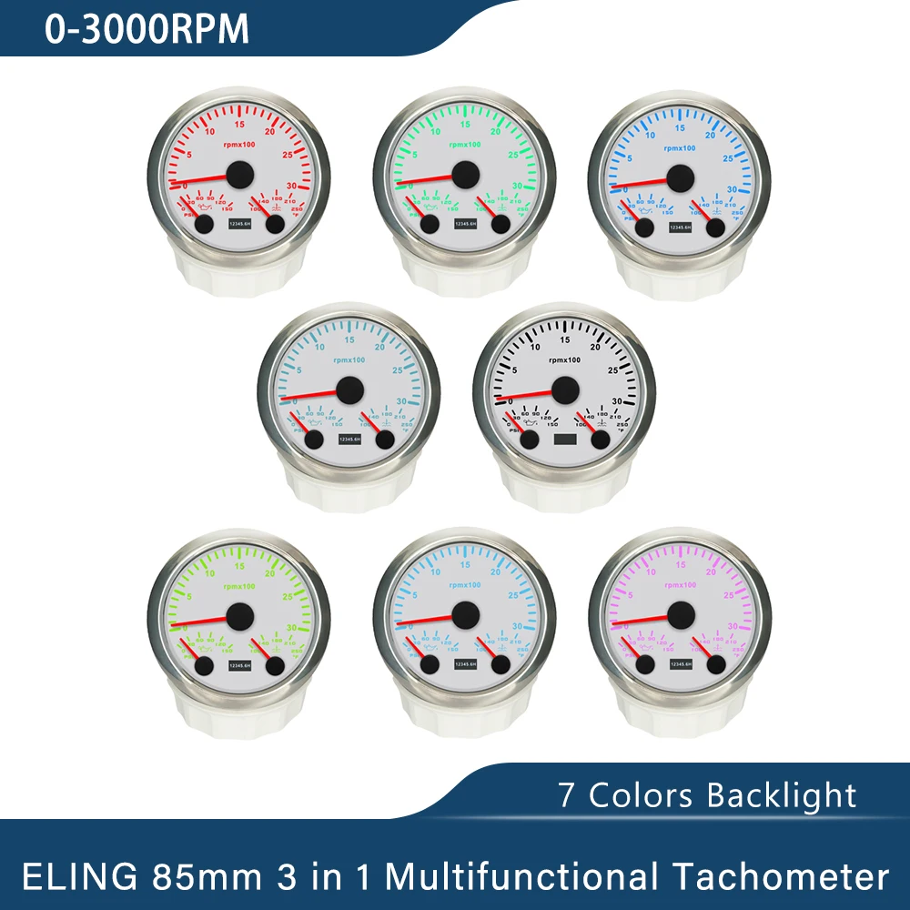 

Тахометр автомобильный 3 в 1, 85 мм, 3000 об/мин, 0-4000 об/мин