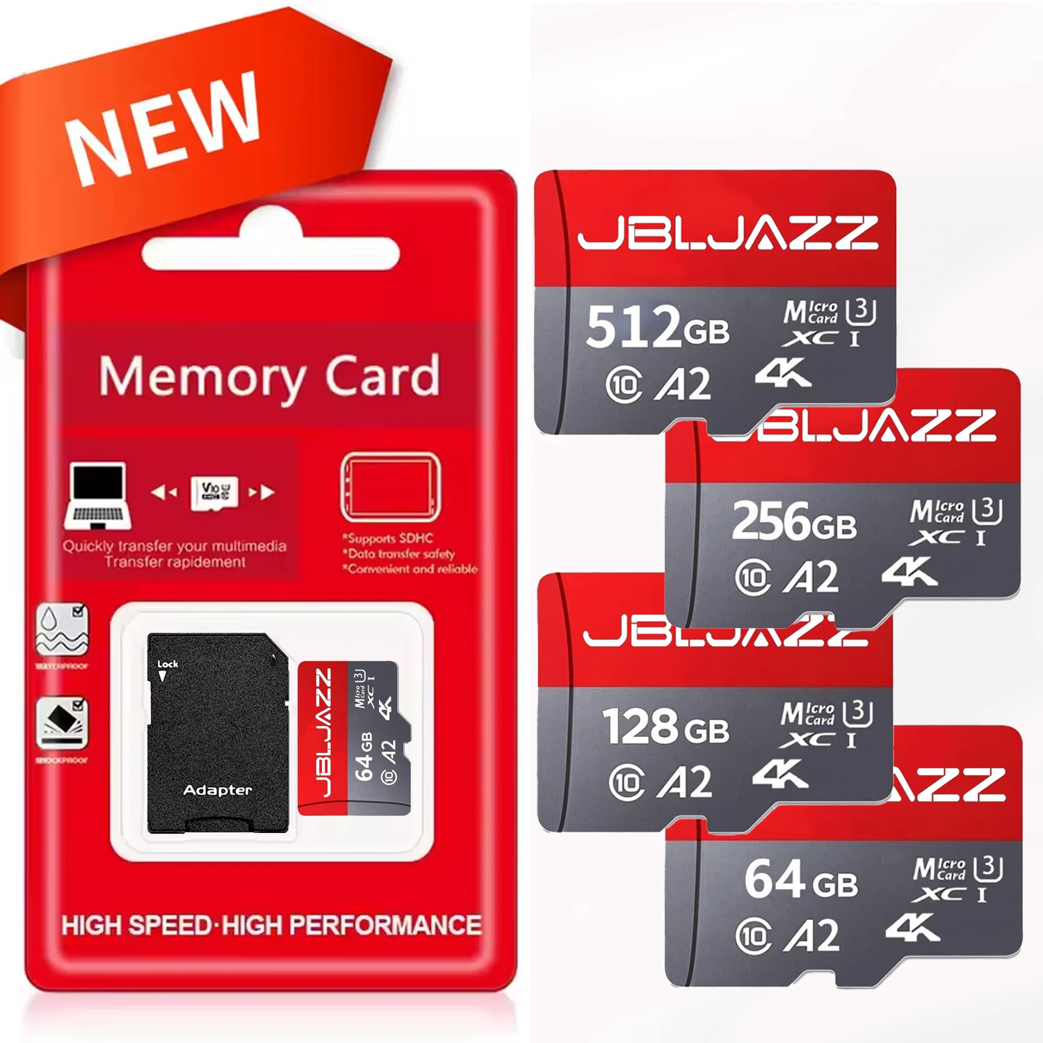 Tarjeta de memoria de 128GB de alta velocidad, tarjeta Micro SD U3 V30 de 512GB, 256GB, 64GB, tarjeta Flash TF Clase 10 para teléfono, tableta, UAV