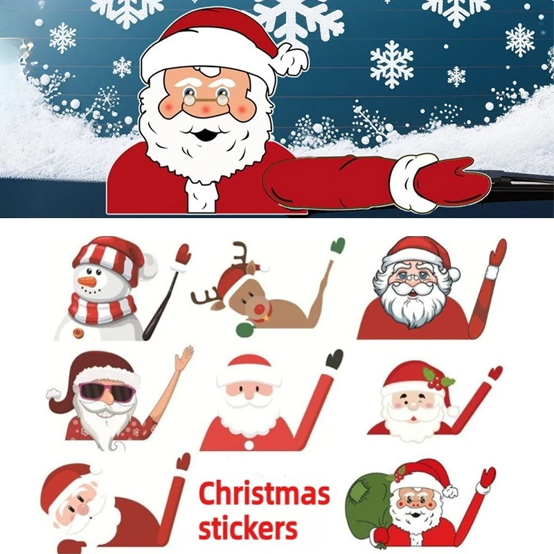 NEU Autoaufkleber Heckscheibenwischer Fenster Weihnachtsmann Rentier Schneemann Innendekoration Weihnachten Innenaufkleber