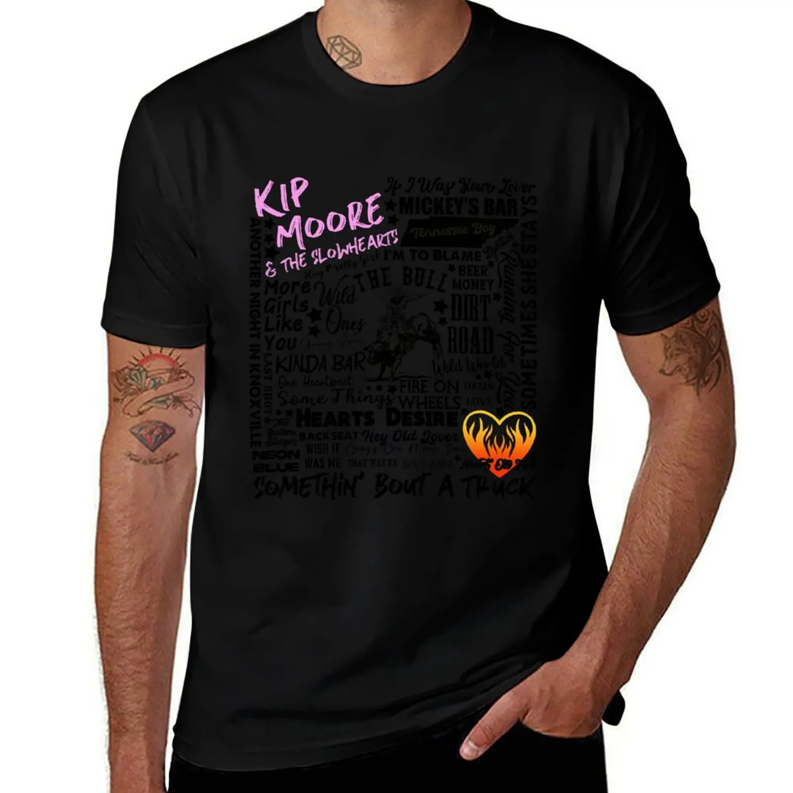 Kip Moore, Song Title, Word Art Collage T-Shirt Daily Wear Print T-Shirt