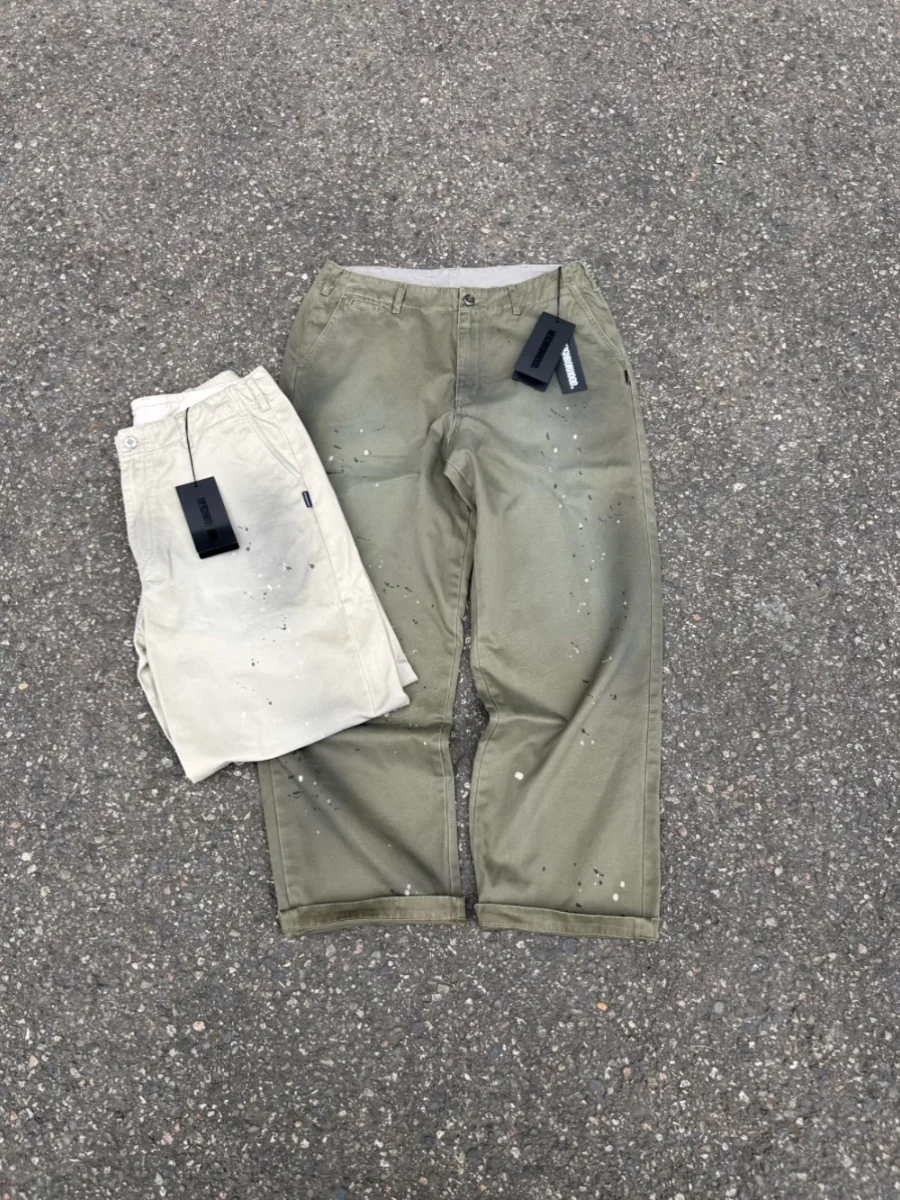 NEIGHBORHOOD 24SS heavy washed ink-splashed knife-cut damaged casual overalls