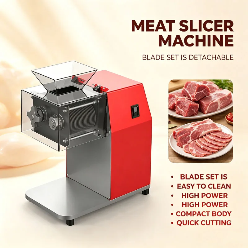 Automatic Fresh Meat Cutting Machine Stainless Steel Electric Meat Slicer For Kitchen Restaurant