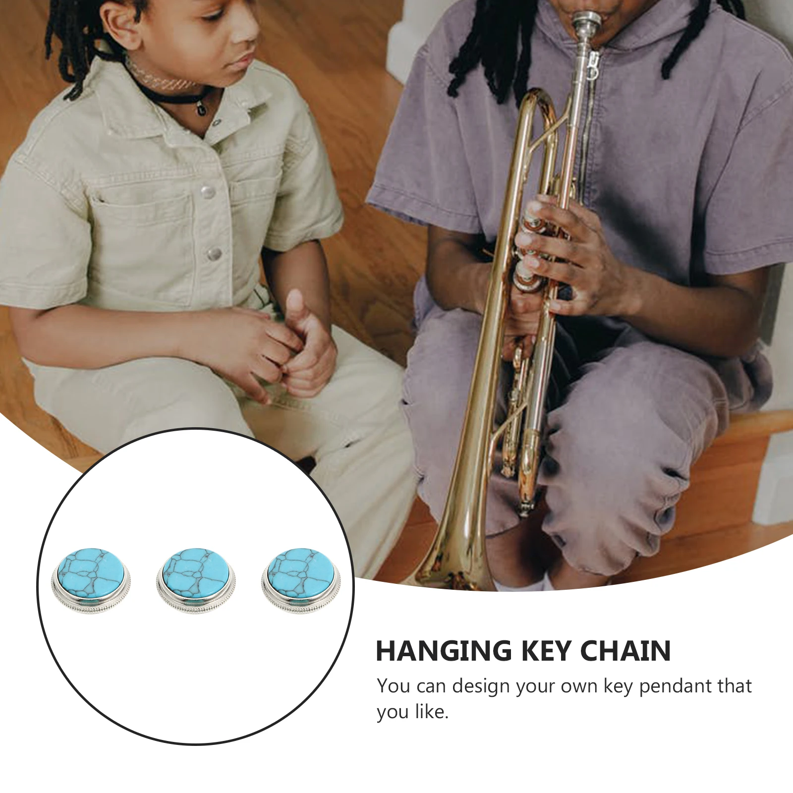 

3Pcs Trumpet Accessories Exquisite Small Button Durable Felt Material Professional Musical Instrument Tool Sky Blue Color Cornet