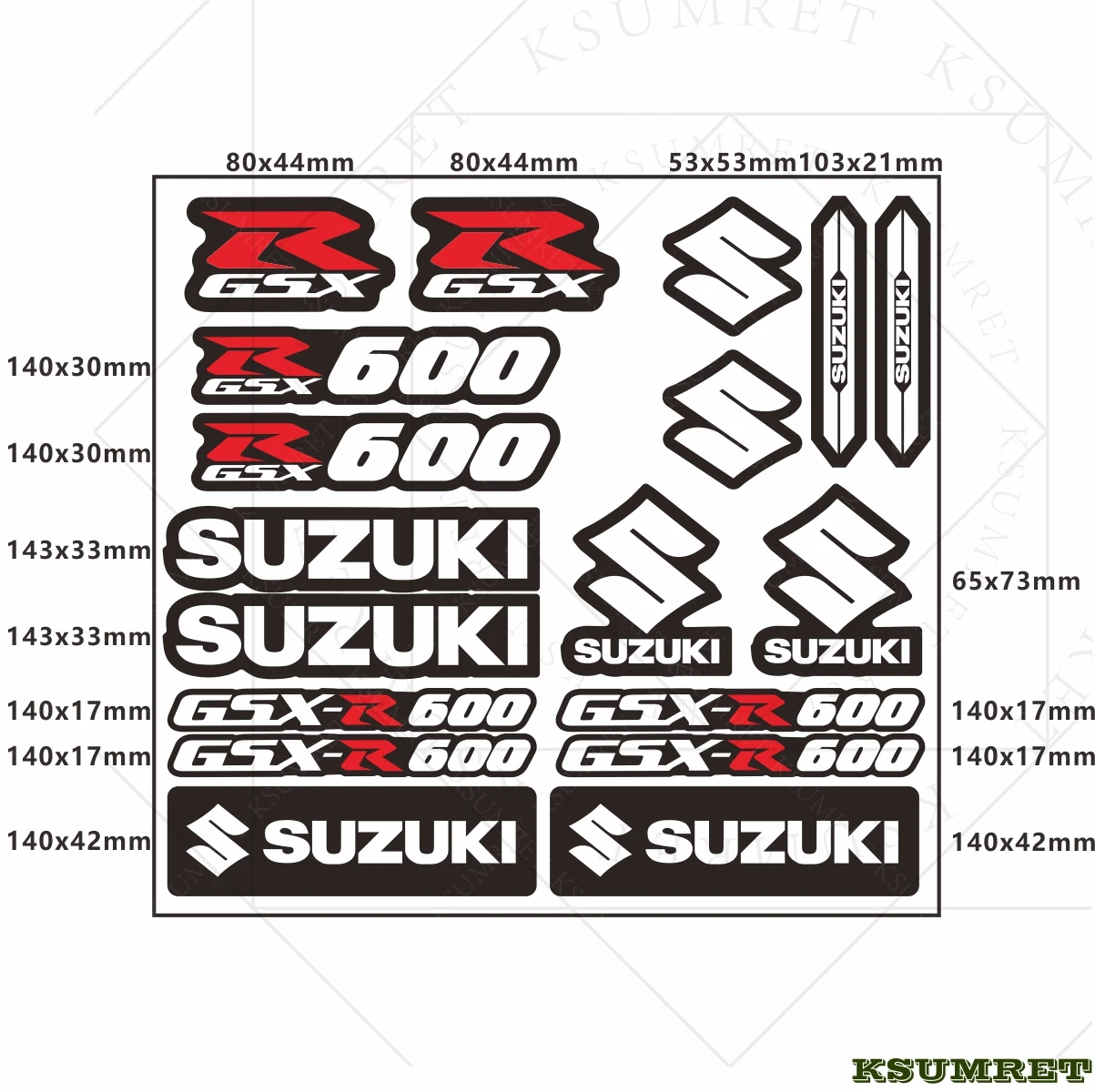 Vinyl For Suzuki Motorcycle Stickers GSXR600 Logo Decal Reflective Waterproof