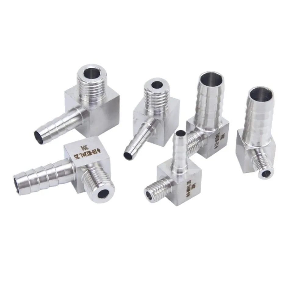 90 Degre Elbow Angle M8 10 12 14 16 18 20 22 Metrci Male X 6-19mm Hose Barb 304 Stainless Steel Pipe Fitting Connector Adapter