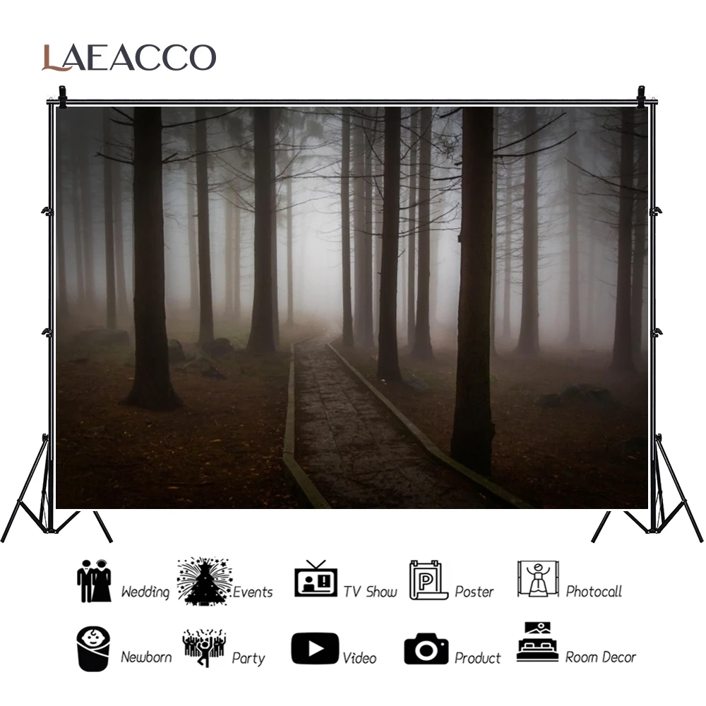 Misty Forest Trail Photography Background Foggy Jungle Natural Scenery Living Room Decor Banner Photocall Backdrop Photo Studio