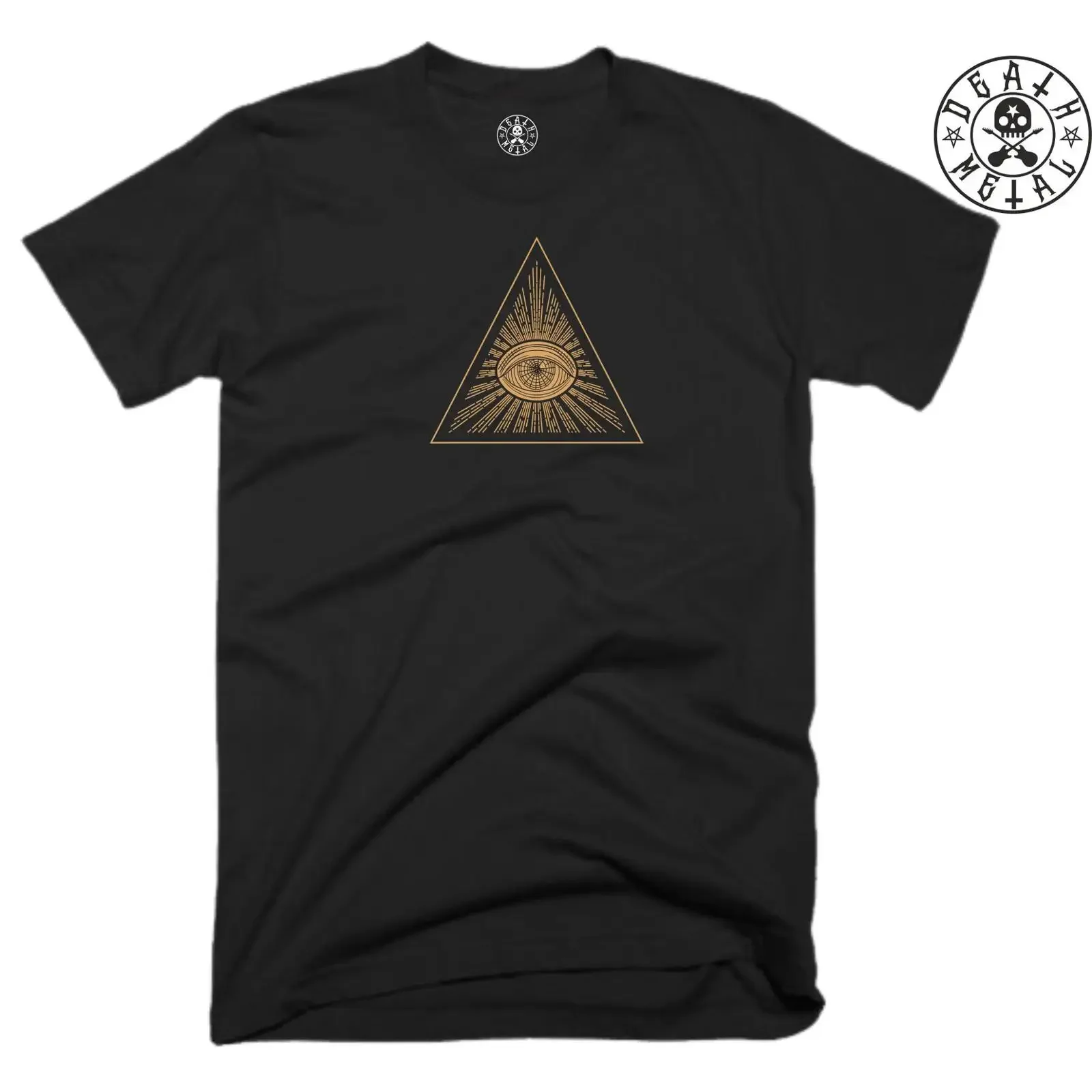All Seeing Eye Illuminati T Shirt Heavy Metal Death Goth Triangle Pyramid Men Occult Rock Fans Top vintage Washed Stylish