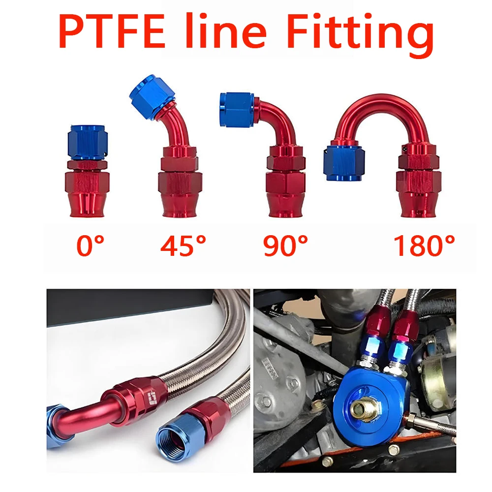 

Модифицированные автомобильные аксессуары из ПТФЭ: фитинги для масляных радиаторов, тефлоновые шланги, быстроразъемные соединения AN4-AN12 ° 45 ° 90 ° 180 °