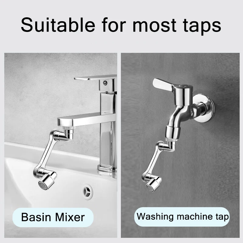 1080° Universal Rotation Faucet Extender Dual Mode Sprayer Head Kitchen Robot Arm Extension Taps Bathroom Swivel Faucet