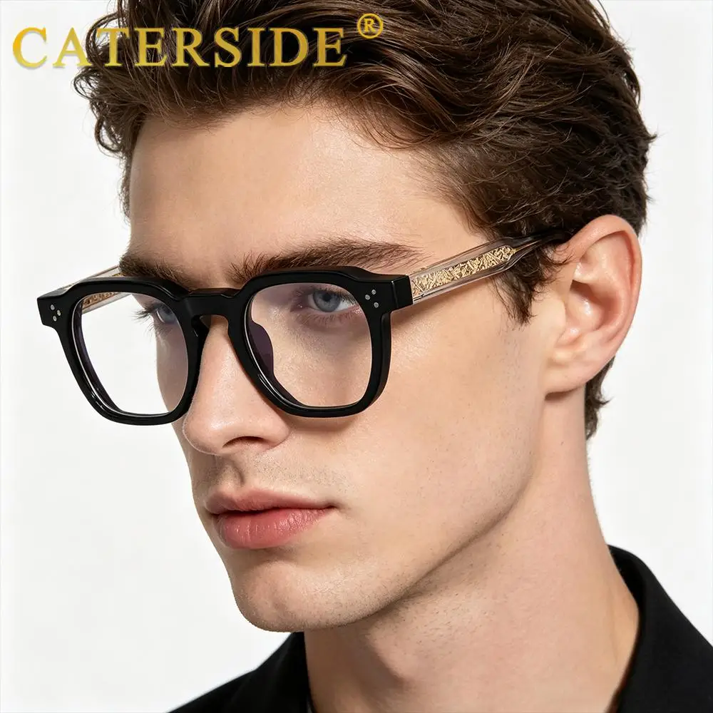 CATERSIDE Neue Herren-Modebrillenfassung, quadratisch, dicker Rahmen, Brillenfassung für Damen, für Outdoor-Reisen, einfache dekorative Brille – Detail 4