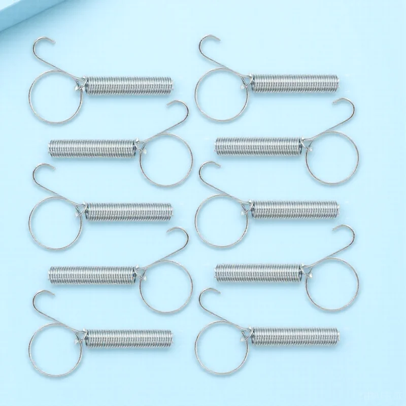 

10Pcs Simple Structure Stainless Steel Cage Door Spring Hooks Easy to Use for Various Pet Cages Prevent Escape
