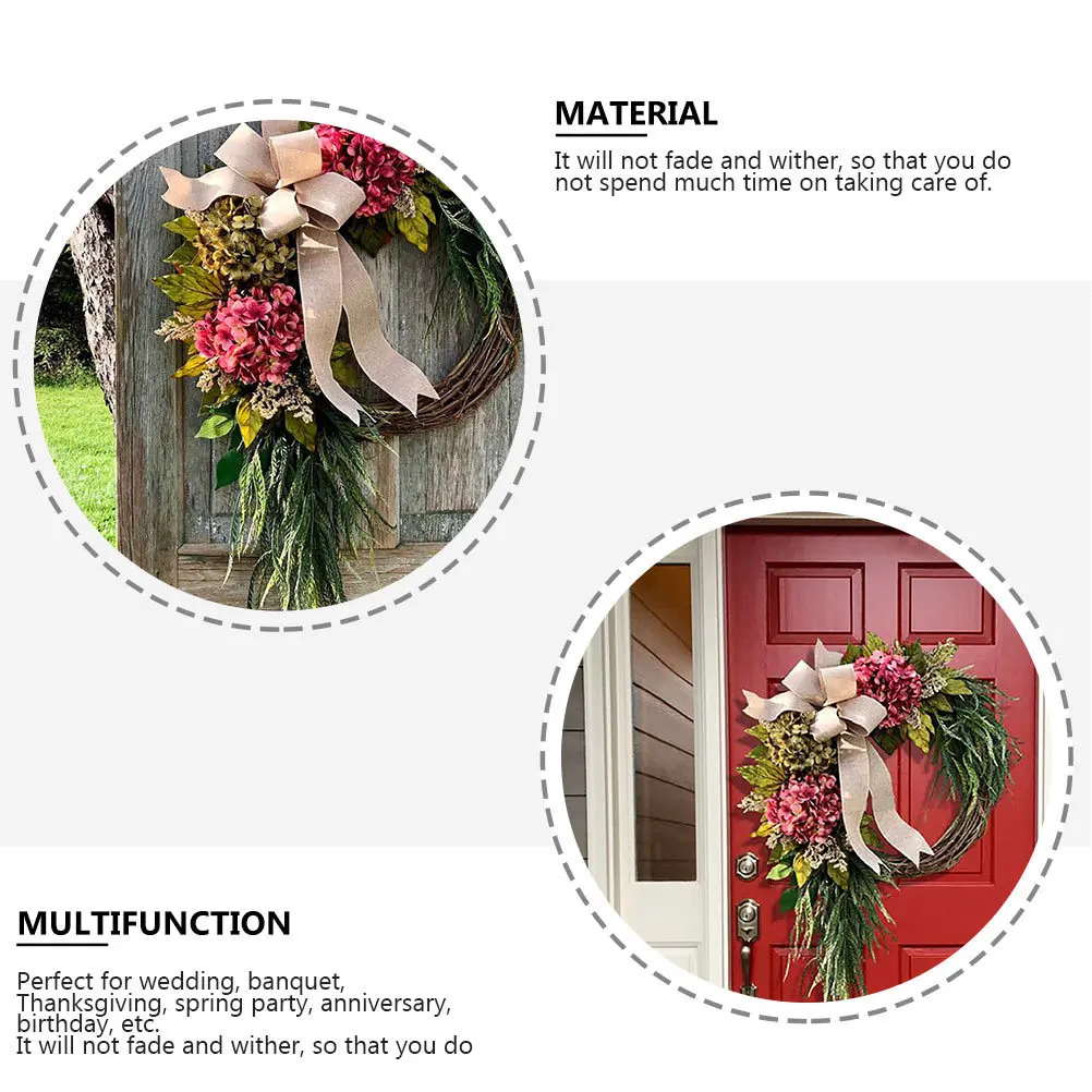 

1Pcs Simulation Hydrangea Wreath Rustic Style Front Door Hanging Garland Artificial Farmhouse Decoration Garden Wedding Banquet