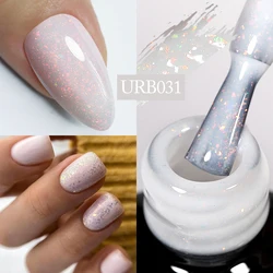 UR SUGAR-Gel Base de goma con purpurina, barniz de copos de oro rosa camaleón Aurora, esmalte de gel UV semipermanente para remojar, 7ml