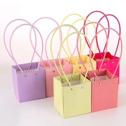 Kraft Flower Gift Bags Portable Bouquet Paper Bags Wedding Rose Flower Box Handbag Florist Rectangle Packaging Wrap Bag Supplies