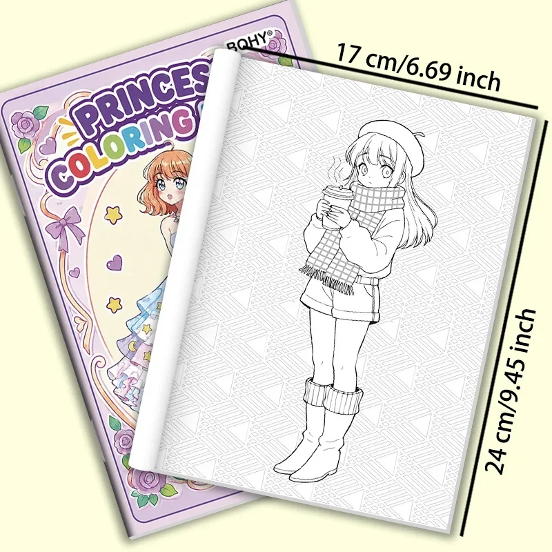 1 Cute Girl Princess Coloring Album, 32 Pages, Children's Art Enlightenment, Color Matching Aesthetic Exercise Home Art Graffiti