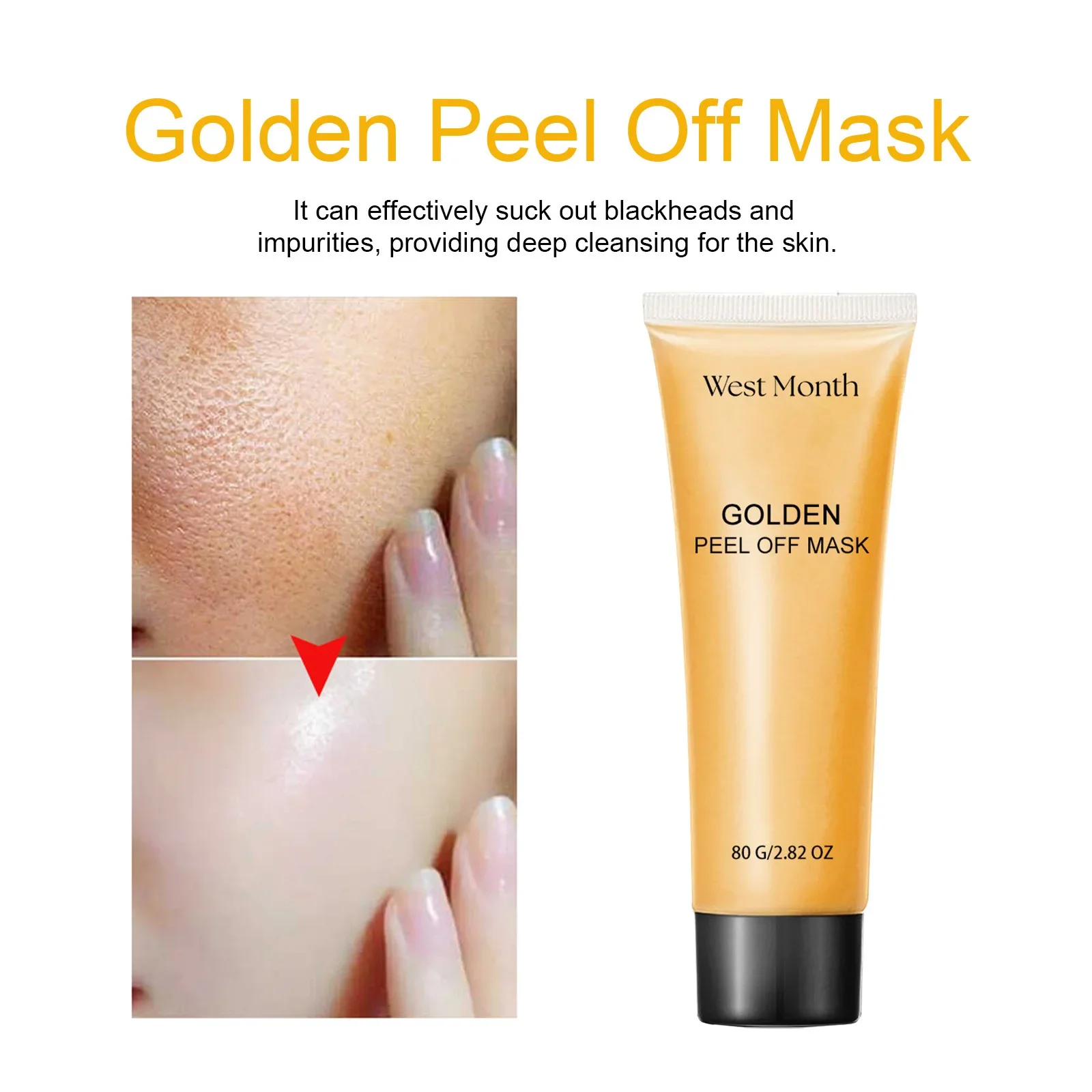 West & Month 24K Gold Tearing Mask Exfoliating Blackhead Deep Cleaning Facial Care Skin Care Delicate Pores Firming Skin Care