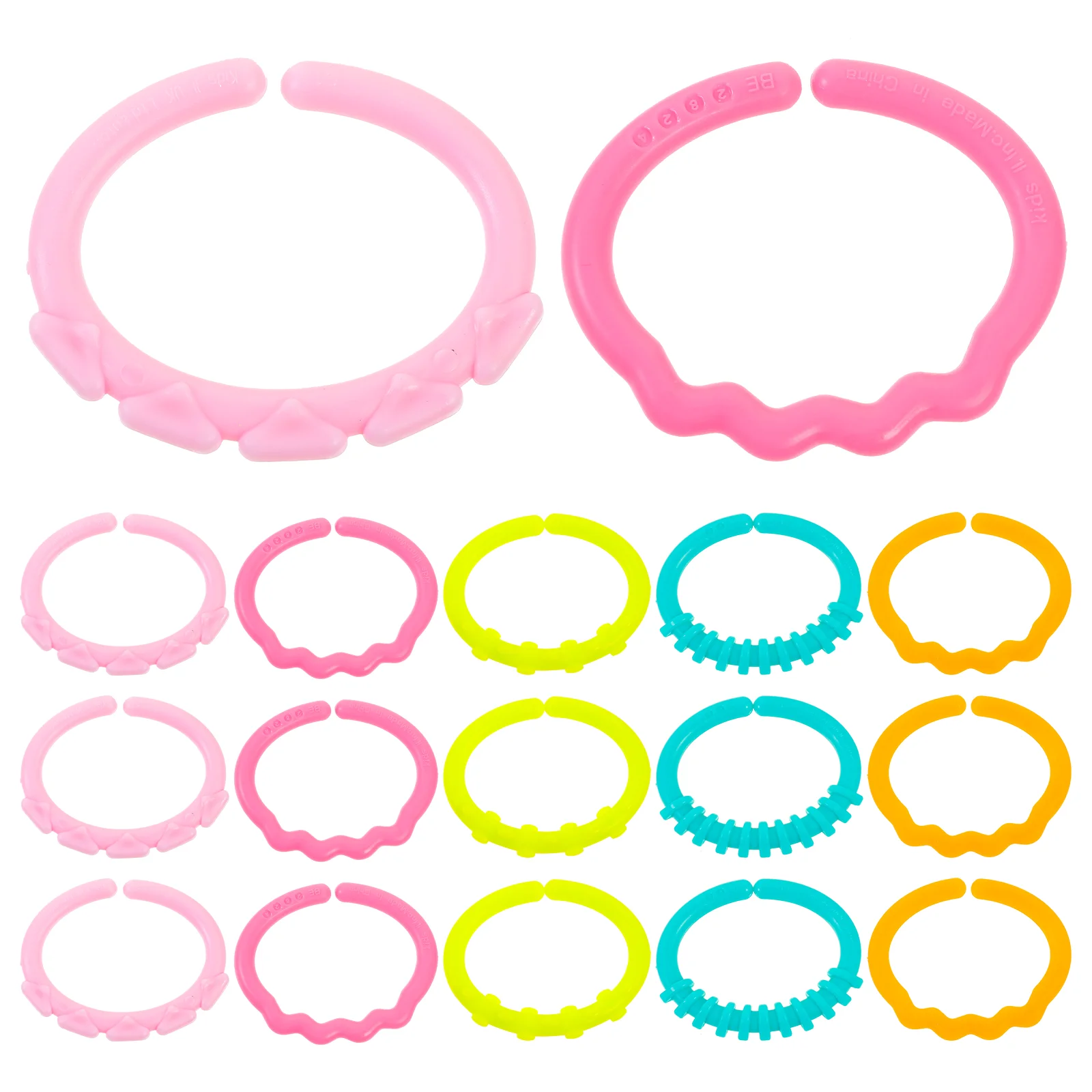 24pcs Baby Teether Rings Links Toys Links Rattle Strollers Travel Toys for Baby Newborn