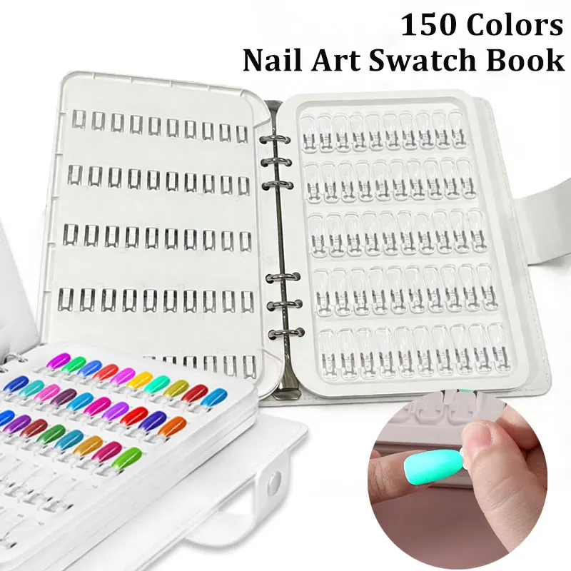 150 Colors Nail Tips Display Book Gel Polish Template Nail Sample Stand Nail Polish Practice Acrylic Work Display Color Card