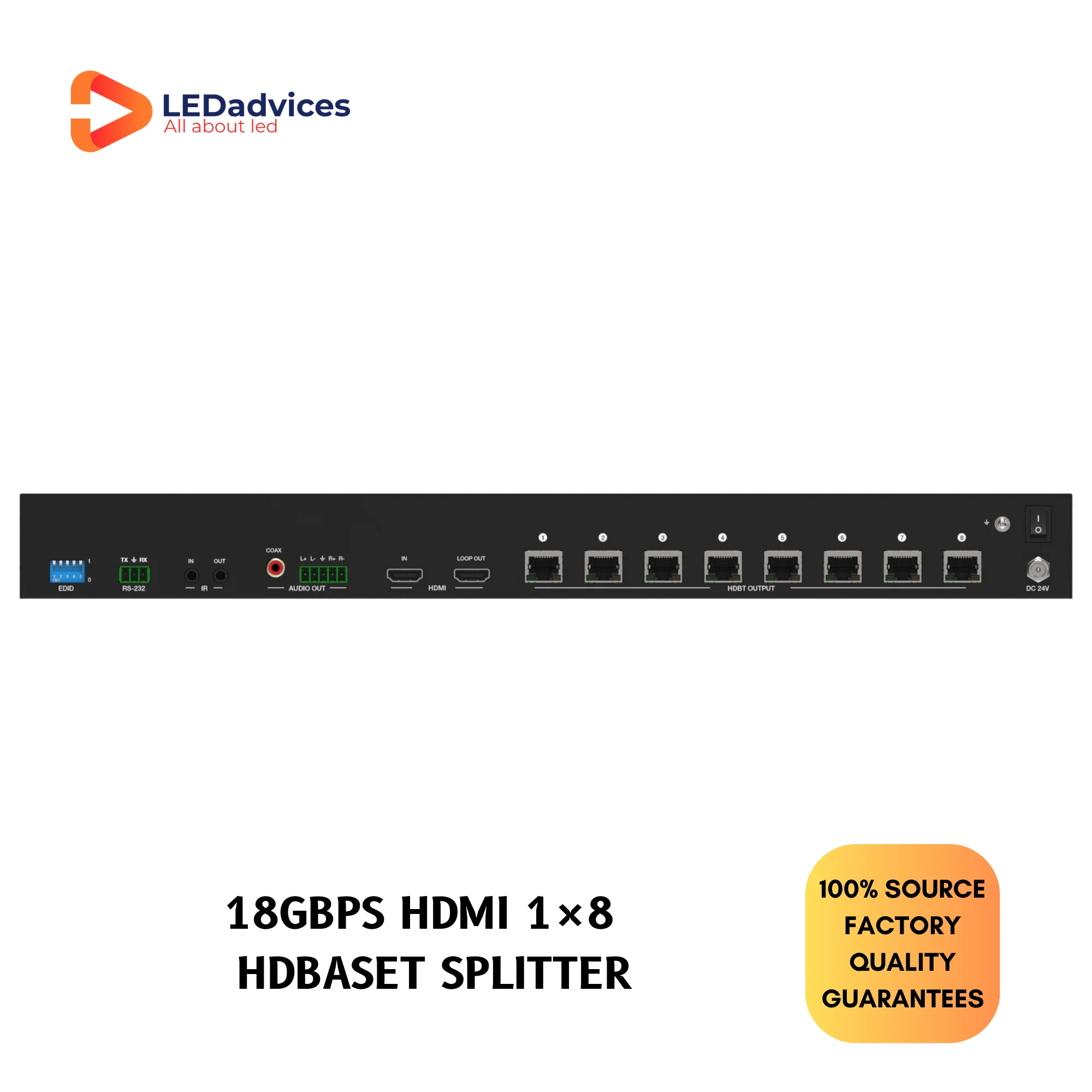 1x8 4K60 HDBaseT HDMI Splitter 150m 492Ft, HDC-SPB18H150