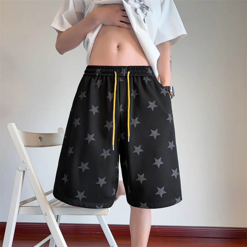 New Summer Fashion Trendy Printed American Style Stretch Sports Shorts Men's Casual Loose Plus Size High Quality Shorts M-3XL