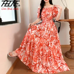 THHONE Summer New Indian Dress Women Clothes Long Maxi Vintage Sexy Korean Casual Boho Bohemian Floral Robe Vestidos Para Mujer