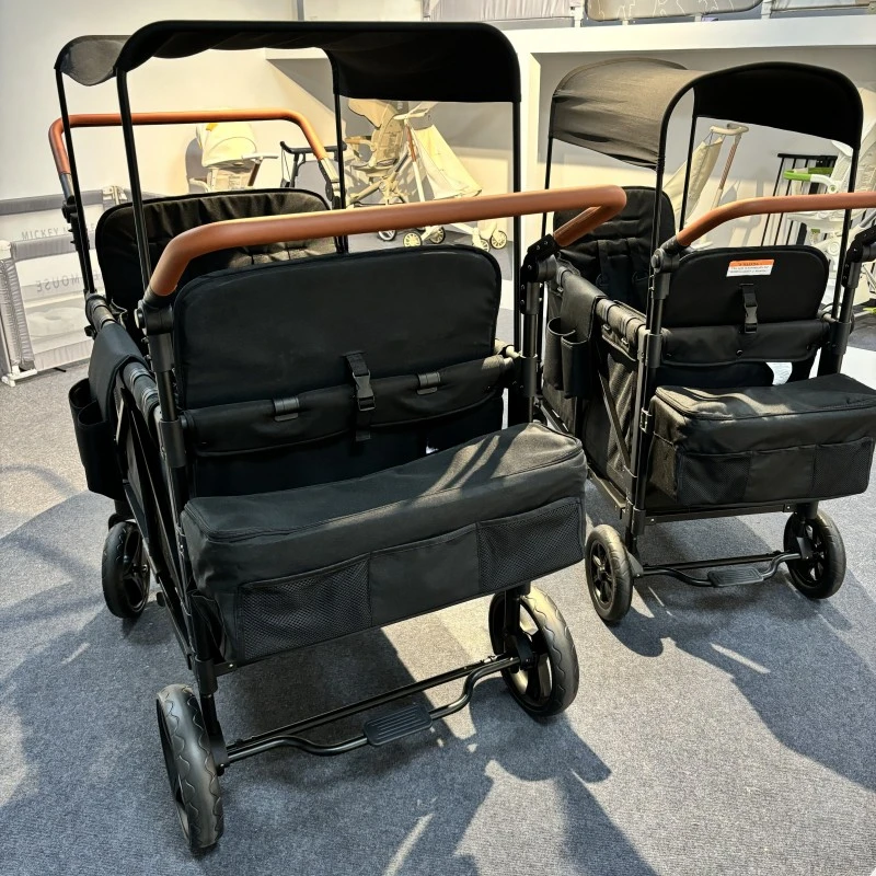 Baby Stroller Wagon Stroller for 2 Kids Or 4 Kids Collapsible Folding Outdoor Utility Wagon with Removable Canopy