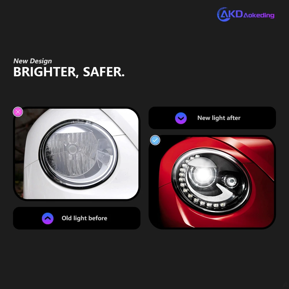 AKD Car Styling for  Beetle Headlights 2013-2017 Beetle LED Headlight DRL Hid Head Lamp Bi Xenon Beam Automotive Accessories