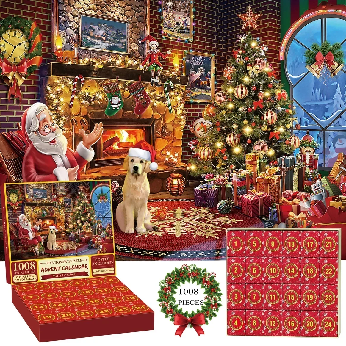 1008 Pieces Jigsaw Puzzle Merry Christmas Advent Calendar 2024 Merry Christmas Jigsaw Puzzles Holiday Puzzles Toys New Year Gift