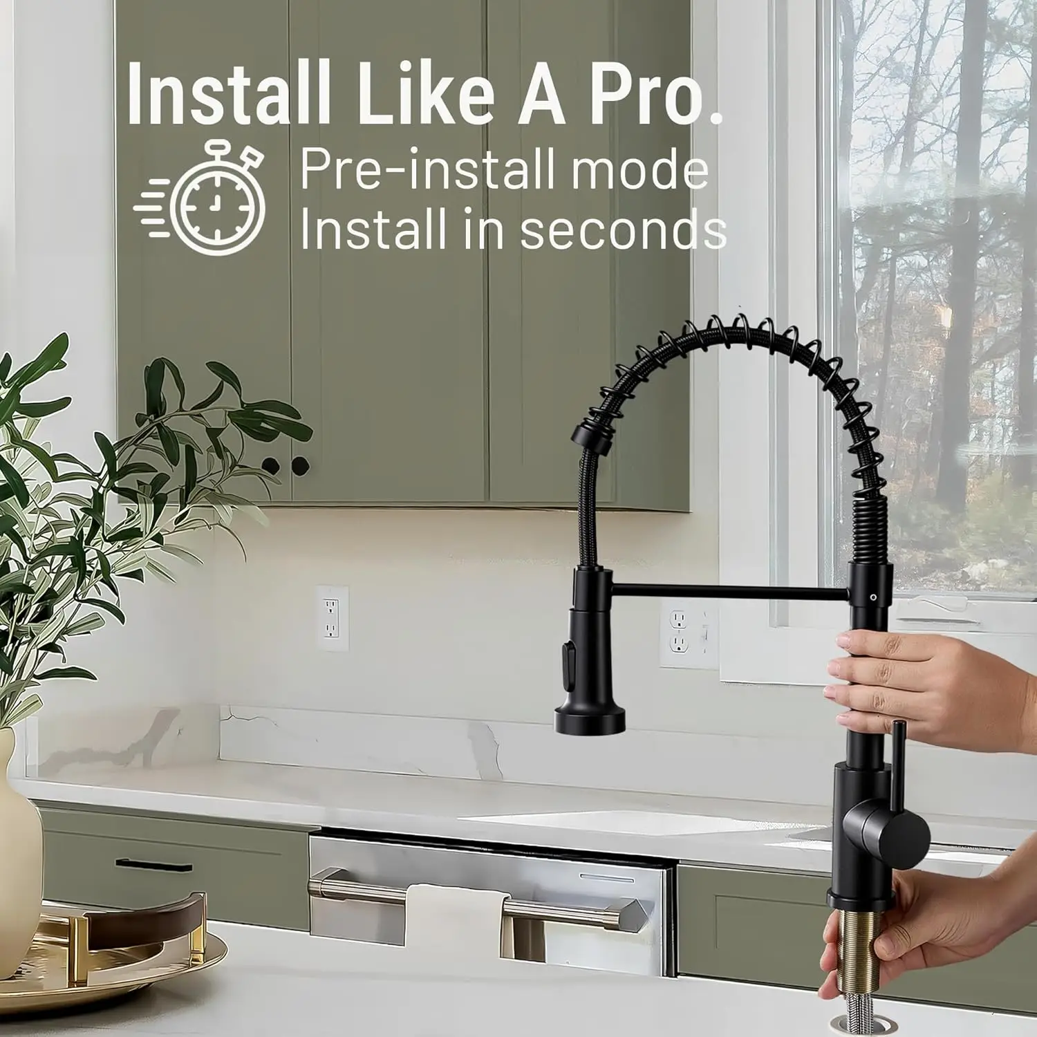 Küchenarmaturen mit Wasserhahnmatte, Spültischarmatur mit herunterziehbarem Sprühgerät, 2 Sprühmodi High Arc, Edelstahlhahn für Wohnmobile/Außenbereiche/