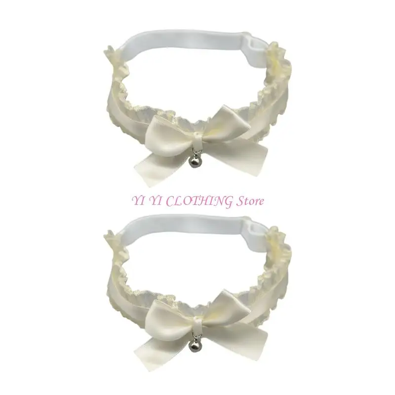 N5KF Adjustable Leg Harness Garter Belt Punk Thigh Rings Garter Elastic Leg Garters Belt Bells Bows Lace Thigh Garter Belt