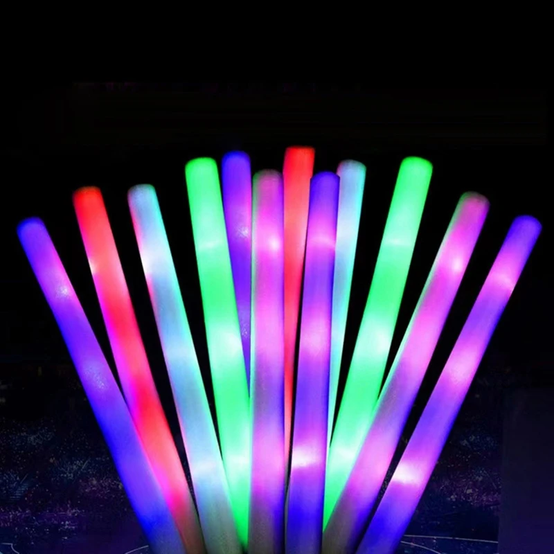 6 PCS LED Light Up Foam Sticks Flashing Glow LED Foam Sticks Parties Weddings Raves Concert Halloween Christmas